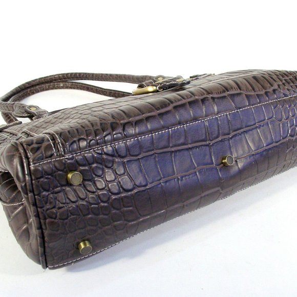 CHARLIE LAPSON Croc Embossed Brief Business Bag - Picture 3 of 7